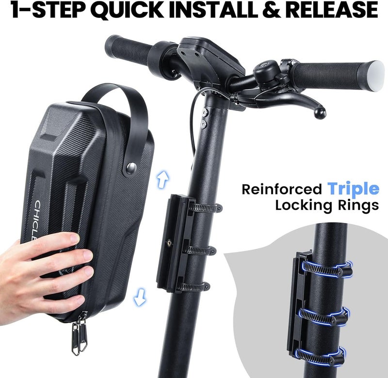 CHICLEW 3L Large Scooter Bag with Handle, Portable Electric Scooter Storage Bag, Waterproof XL Handlebar Pouch Bag for Scooters, Bikes, Segway Niu, with Small Coded Lock & Screw Fixation Design - Image 4
